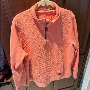 LL Bean Women's plus 3x Quilted Half-Zip Sweater/sweatshirt- Coral